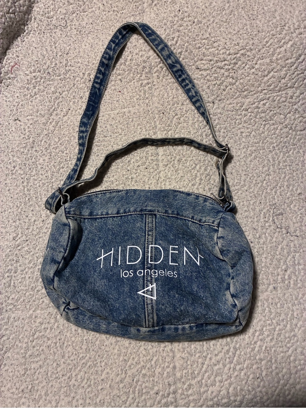 Hidden Los Angeles Denim Shoulder Bag in Blue, new without tags, 100% cotton